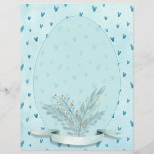 Papier Joli Pastel Blue Hearts Aquarellerie