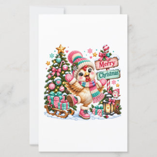 Papier Joli poulet joyeux Noël