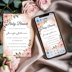 Papier Jolie aquarelle Fleurs Baby Brunch Invitation