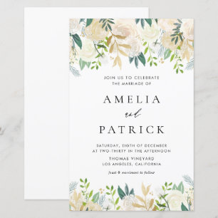 Papier Jolie aquarelle Ivoire Peonies Faire-part de maria