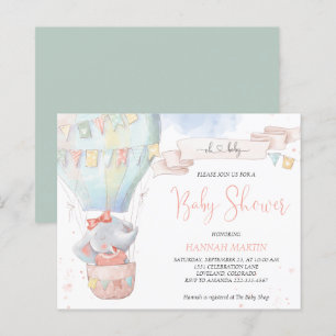 Papier Jolie Eléphante fille budget Baby shower Invitatio