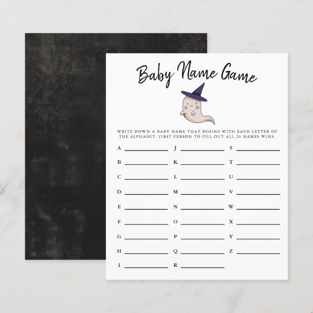 Papier Jolie Fille Fantôme Baby Nom Douche Jeu (Devant / Derrière)