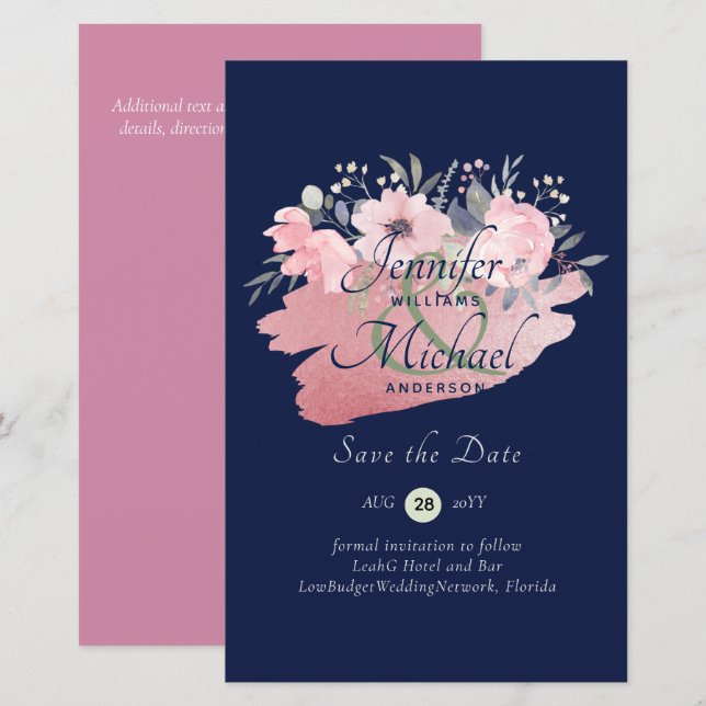 Papier Jolie fille Rose Gold Budget Économisez des dates (Devant / Derrière)