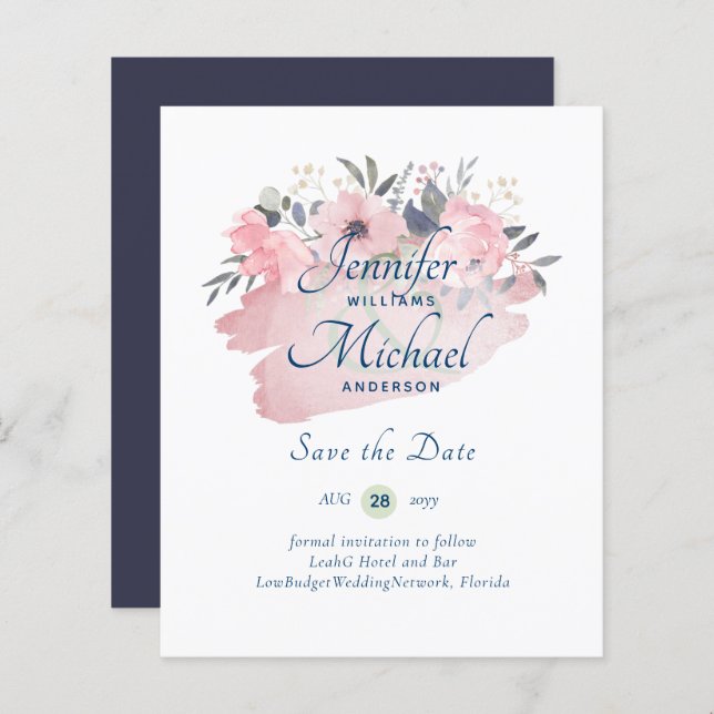 Papier Jolie fille Rose Gold Budget Économisez des dates (Devant / Derrière)