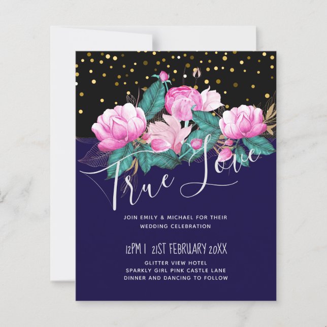 Papier Jolie fille rose Mariage d'or noir (Devant)