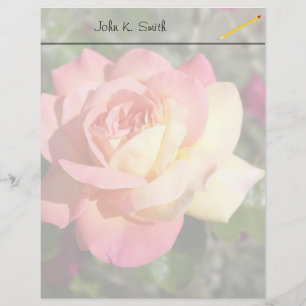 Papier Jolie fleur de rose rose et jaune, personnalisé