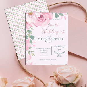Papier Jolie invitation de mariage aux fleurs roses pâles