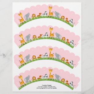 Papier Jolie Jungle Animaux Fille Cupcake Rabot