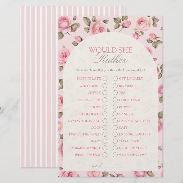 Papier Jolie Rose Voudrait-Elle Plutôt Fête des mariées J (Devant / Derrière)