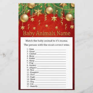 Papier Jouet de Noël or Bébé Animaux Nom Jeu