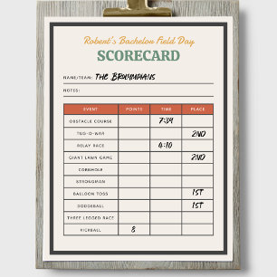 Papier Jour du terrain Bachelor Party Team Scorecard
