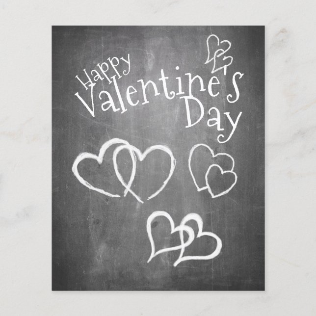 Papier Joyeuse Saint Valentin sur un tableau noir (Devant)