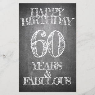 Papier Joyeux Anniversaire - 60 Ans & Fabuleux en tableau