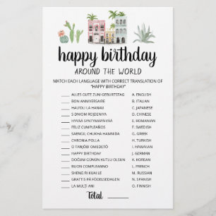 Papier Joyeux anniversaire autour du monde éditable jeu