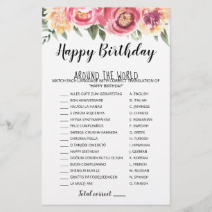 Papier Joyeux Anniversaire autour du monde Jeu d'annivers