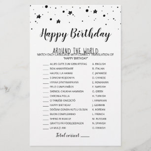 Papier Joyeux anniversaire dans le monde Jeu d'anniversai