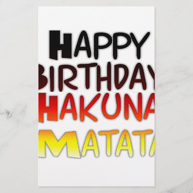 Papier Joyeux anniversaire Hakuna Matata Graphique inspir (Devant)