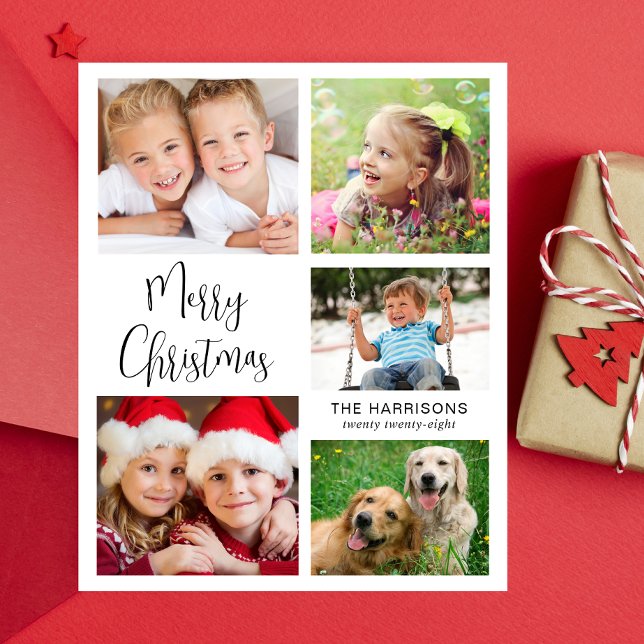 Papier Joyeux Noël 5 Photo Holiday Card (Capture the joy, love & laughter shared with your family and friends in a card that's uniquely yours)