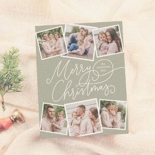 Papier Joyeux Noël Sage Vert 6 Photos Budget