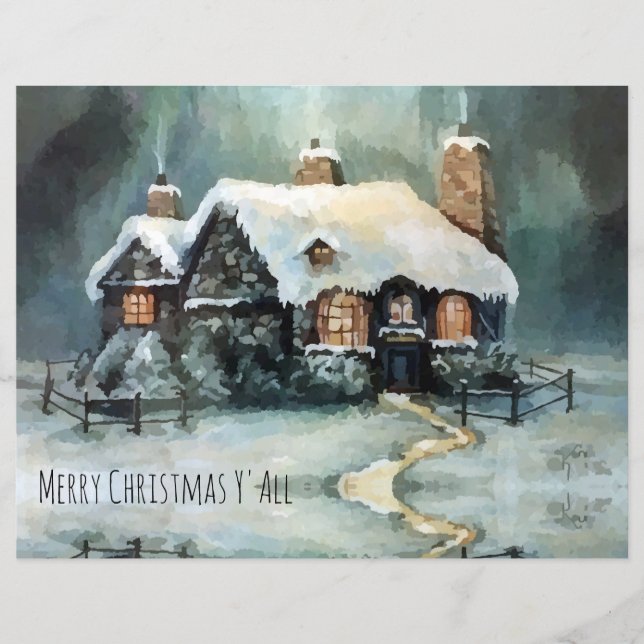 Papier Joyeux Noël Y'All merveilleuse nuit d'hiver (Devant)