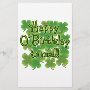 Papier Joyeux O'Anniversaire pour moi avec des Shamrocks