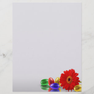 Papier Joyeux Oeufs de Pâques colorés avec Gerbera