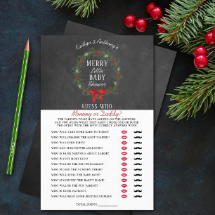 Papier Joyeux Petit Baby shower de Noël Devinez Qui Joue