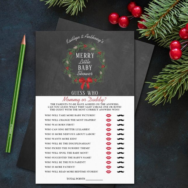 Papier Joyeux Petit Baby shower de Noël Devinez Qui Joue (Créateur téléchargé)