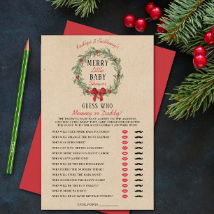 Papier Joyeux Petit Baby shower de Noël Devinez Qui Joue