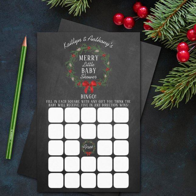 Papier Joyeux petit Baby shower de Noël Jeu de Bingo (Créateur téléchargé)