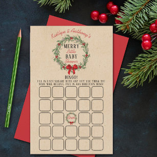 Papier Joyeux petit Baby shower de Noël Jeu de Bingo