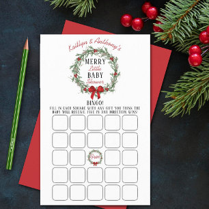 Papier Joyeux petit Baby shower de Noël Jeu de Bingo