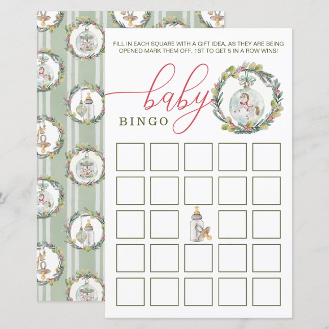 Papier Joyeux petit Baby shower Hiver Bingo Bingo Jeu (Devant / Derrière)