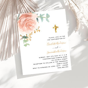 Papier Jumeaux filles budget rose Confirmation d'invitati
