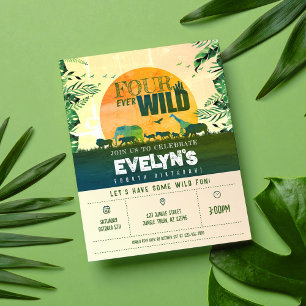 Papier Jungle Animal Four Ever Wild Invitation d'annivers