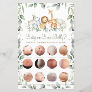 Papier Jungle Animaux Amusants Douche bébé ou bière Belly