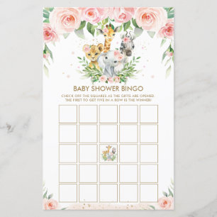 Papier Jungle Animaux Floral Baby shower Bingo Jeu
