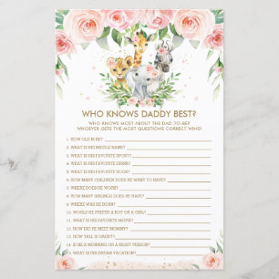 Papier Jungle Animaux Floral Qui Connaît Papa Meilleur Je