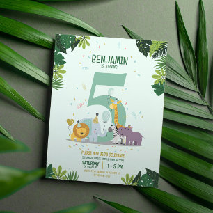 Papier Jungle Safari Animaux Budget Anniversaire Invitati