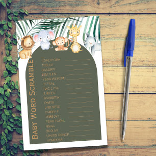 Papier Jungle Safari Thème Baby Word Scramble Jeu