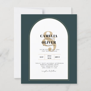 Papier JUNIPER Green Gold Wedding INVITE QR Code moderne