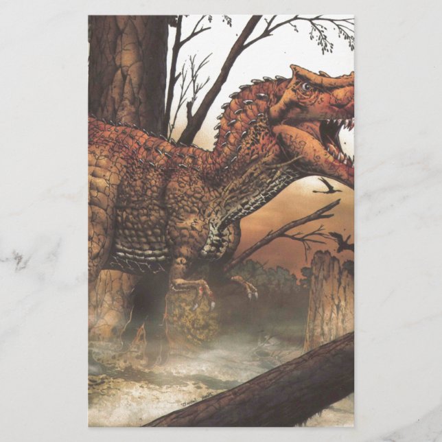 Papier Jurassic Journey : Dinosaure dans son habitat natu (Devant)