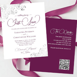 Papier Just Love Magenta QR Code BUDGET Mariage Inviter