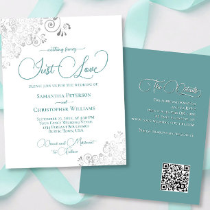 Papier Just Love Turquoise QR Code BUDGET Mariage Inviter