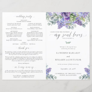 Papier Katherine Purple Catholic Mariage Mass Program
