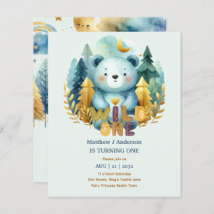 Papier Kawaii WILD ONE 1er anniversaire Boys BEAR Woodlan