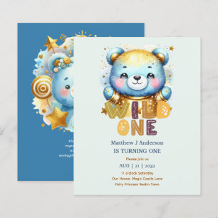 Papier Kawaii WILD ONE 1er anniversaire Boys BEAR Woodlan