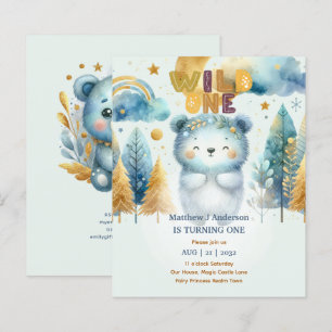 Papier Kawaii WILD ONE 1er anniversaire Boys BEAR Woodlan