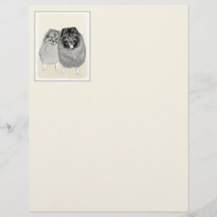 Papier Keeshond Maman et Son Peinture - Art Chien origina