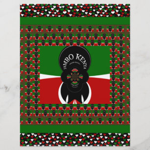 Papier Kenya Lovely back rouge vert coeur ethnique tribal